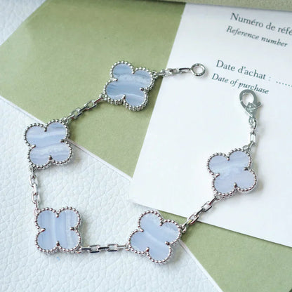 [⭐Glow Muse] CLOVER 5 MOTIF PURPLE CHALCEDONY BRACELET COLLECTION