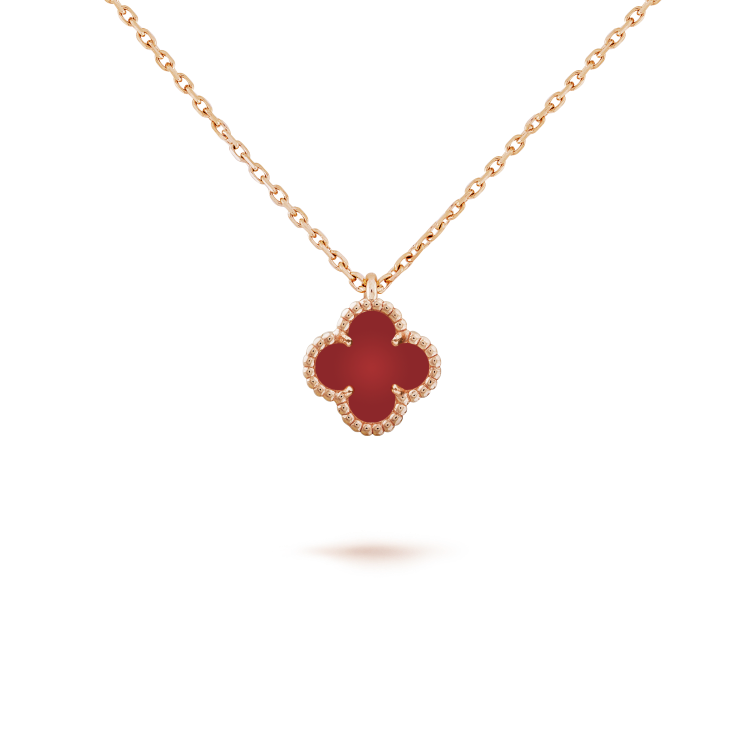[Glow Muse]CLOVER MINI 9.5MM WHITE CARNELIANS NECKLACE