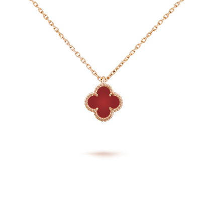 [Glow Muse]CLOVER MINI 9.5MM WHITE CARNELIANS NECKLACE