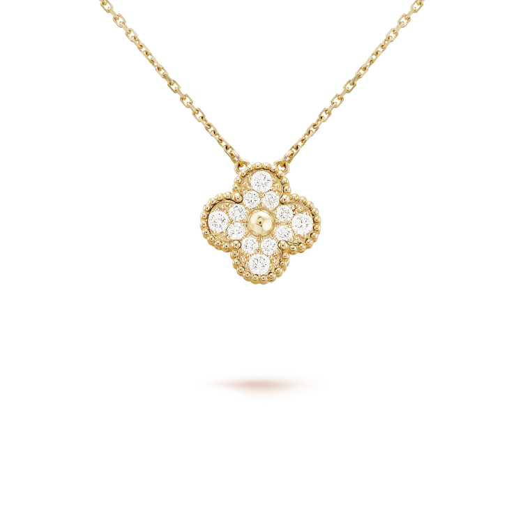 [Glow Muse]CLOVER 15MM DIAMOND SINGLE FLOWER NECKLACE