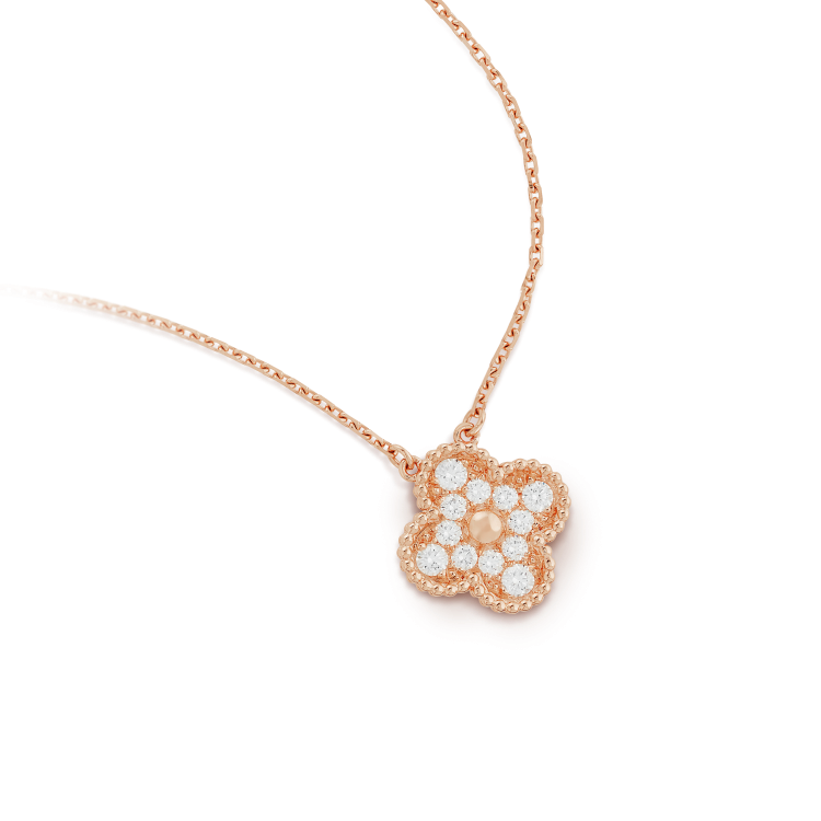 [Glow Muse]CLOVER 15MM DIAMOND SINGLE FLOWER NECKLACE