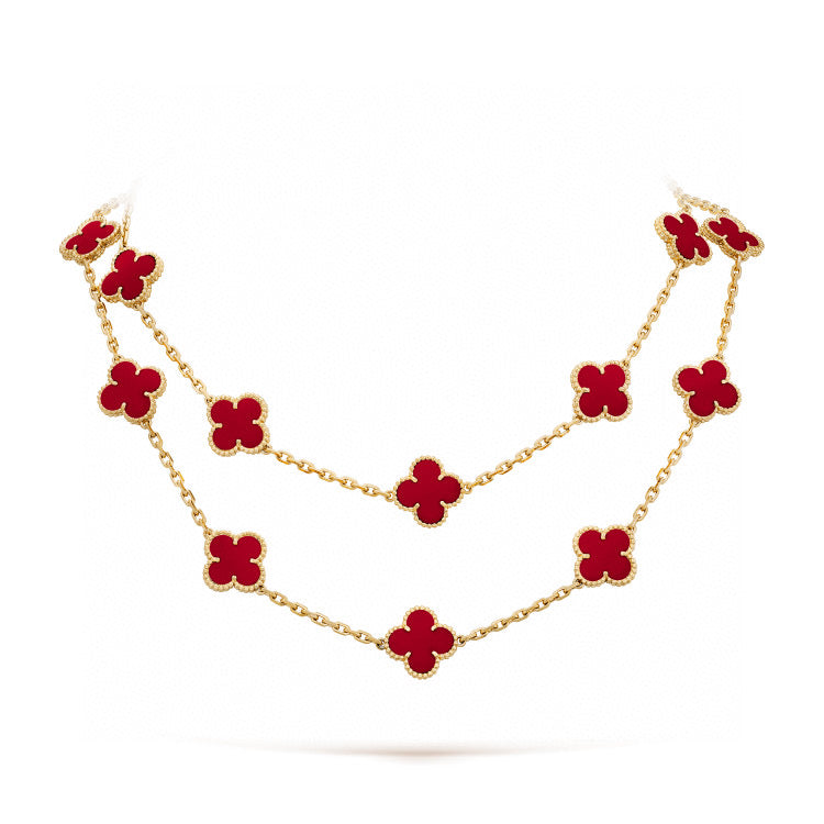 [Glow Muse]CLOVER 20 MOTIFS CARNELIAN NECKLACE