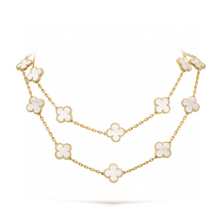 [Glow Muse]CLOVER 20 MOTIFS WHITE MOP NECKLACE