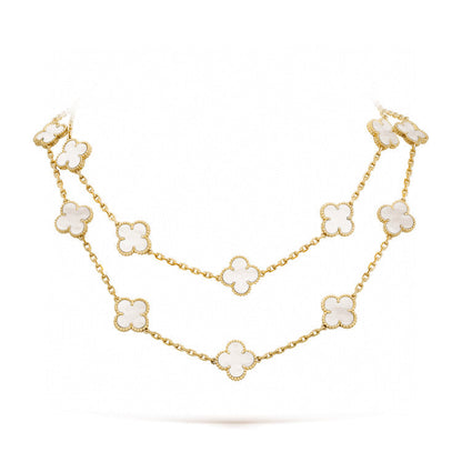 [Glow Muse]CLOVER 20 MOTIFS WHITE MOP NECKLACE