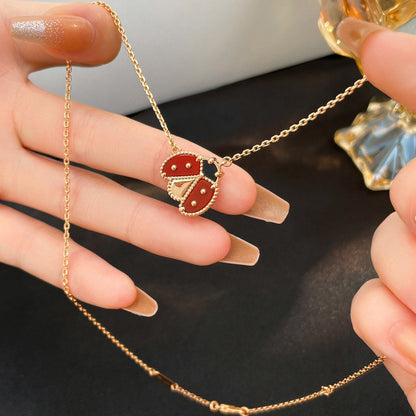 [Glow Muse]LUCKY  CARNELIANS LADYBUG NECKLACE