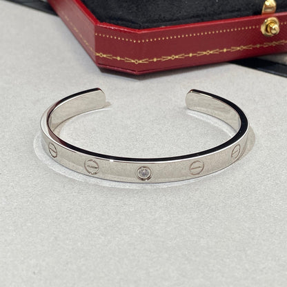 [Glow Muse]LOVE BRACELET 6.1MM 1 DIAMOND OPEN CUFF