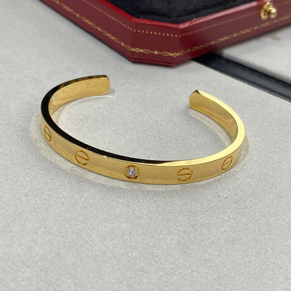 [Glow Muse]LOVE BRACELET 6.1MM 1 DIAMOND OPEN CUFF