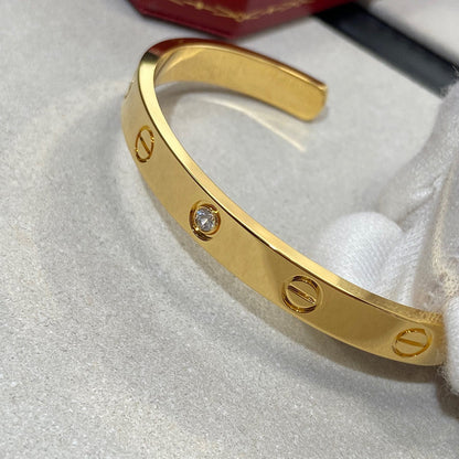[Glow Muse]LOVE BRACELET 6.1MM 1 DIAMOND OPEN CUFF