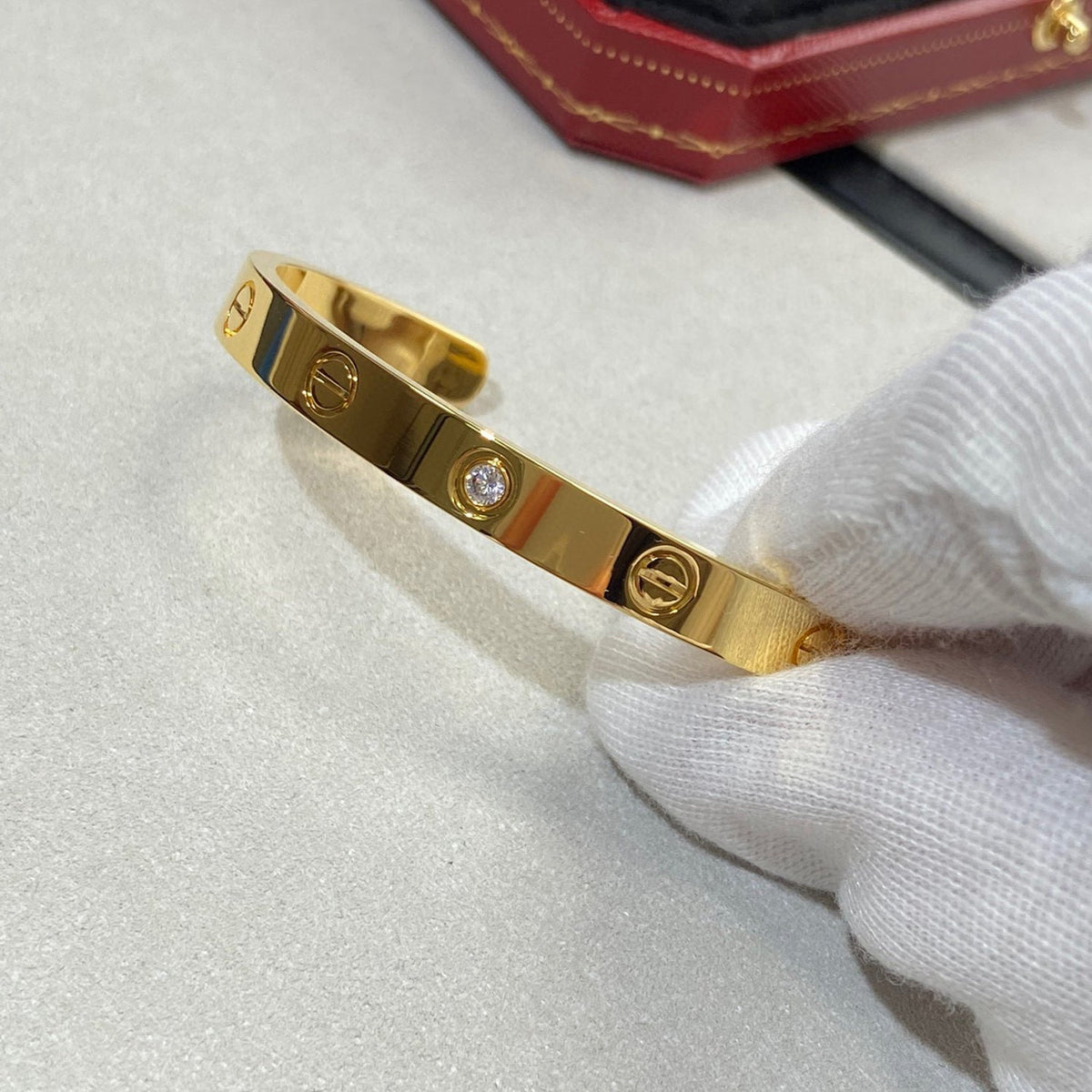 [Glow Muse]LOVE BRACELET 6.1MM 1 DIAMOND OPEN CUFF