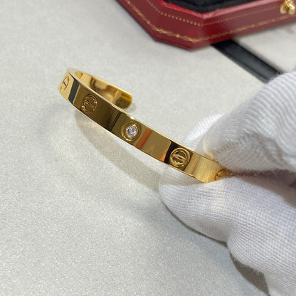 [Glow Muse]LOVE BRACELET 6.1MM 1 DIAMOND OPEN CUFF