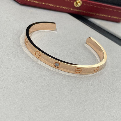 [Glow Muse]LOVE BRACELET 6.1MM 1 DIAMOND OPEN CUFF