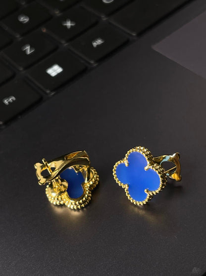[Glow Muse] CLOVER LARGE (20mm) 1 MOTIFS BLUE MOP STUD EARRINGS