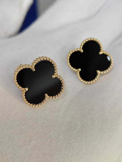[Glow Muse]CLOVER 20MM BLACK MOP EARRINGS