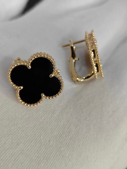 [Glow Muse]CLOVER 20MM BLACK MOP EARRINGS