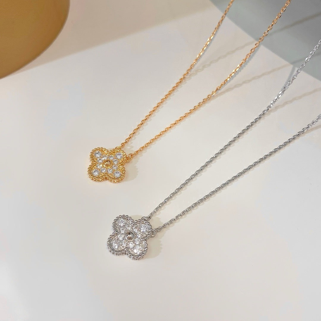 [Glow Muse]CLOVER 15MM DIAMOND SINGLE FLOWER NECKLACE