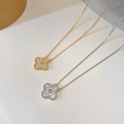 [Glow Muse]CLOVER 15MM DIAMOND SINGLE FLOWER NECKLACE