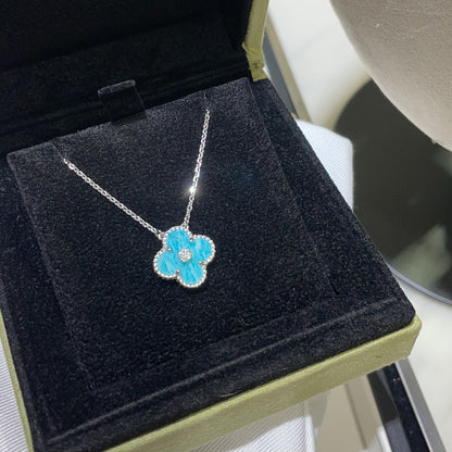 [Glow Muse]CLOVER 15MM DIAMOND SVRES PORCELAIN  NECKLACE SILVER