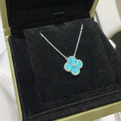 [Glow Muse]CLOVER 15MM DIAMOND SVRES PORCELAIN  NECKLACE SILVER
