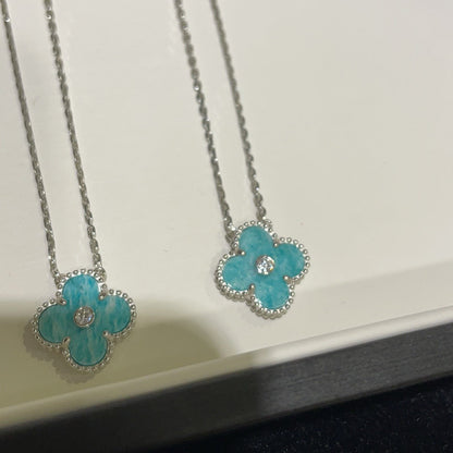 [Glow Muse]CLOVER 15MM DIAMOND SVRES PORCELAIN  NECKLACE SILVER