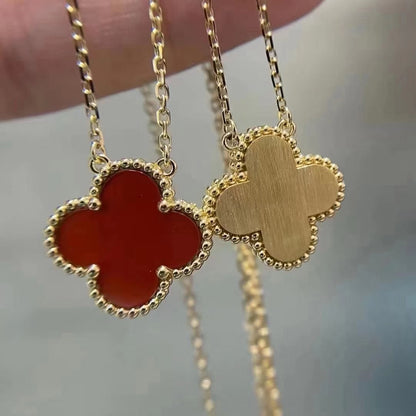 [Glow Muse]CLOVER 15MM CARNELIAN SINGLE FLOWER NECKLACE
