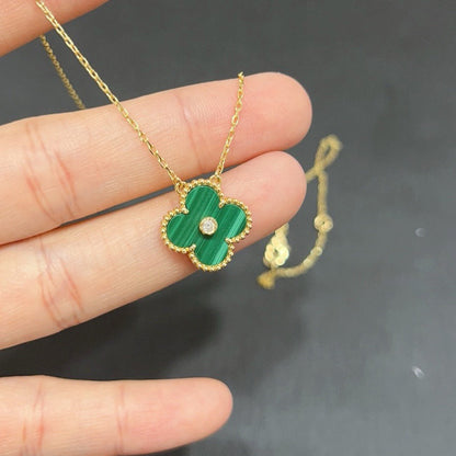 [Glow Muse]CLOVER 15MM DIAMOND TURQUOISE NECKLACE