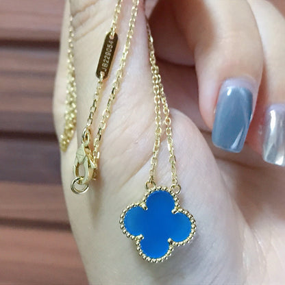 [Glow Muse]CLOVER 15MM BLUE AGATE NECKLACE