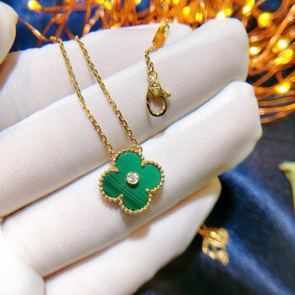 [Glow Muse]CLOVER 15MM DIAMOND TURQUOISE NECKLACE