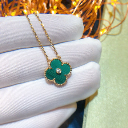 [Glow Muse]CLOVER 15MM DIAMOND TURQUOISE NECKLACE