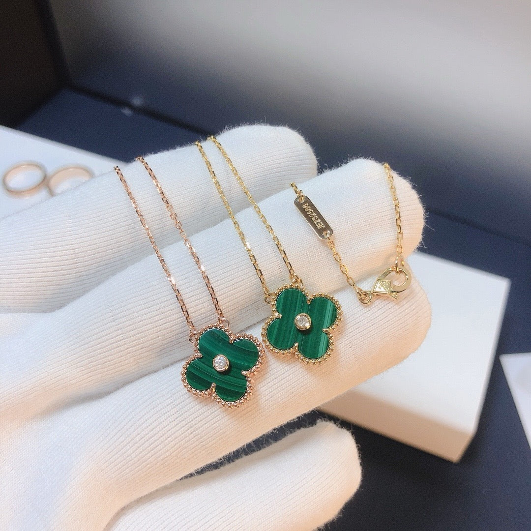 [Glow Muse]CLOVER 15MM DIAMOND TURQUOISE NECKLACE