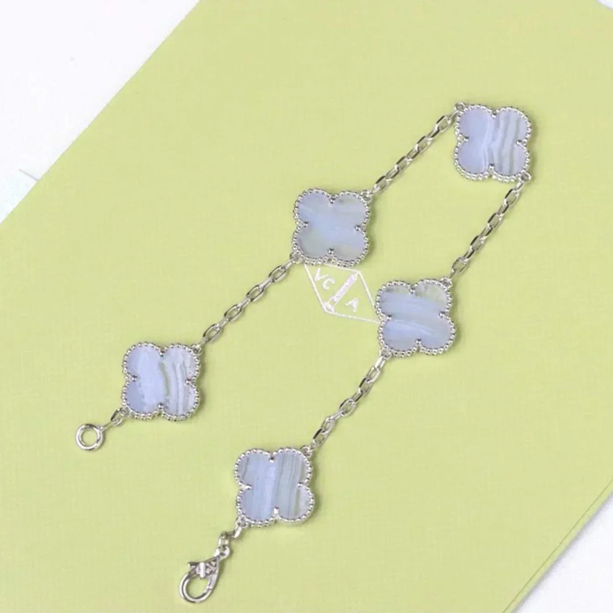 [⭐Glow Muse] CLOVER 5 MOTIF PURPLE CHALCEDONY BRACELET COLLECTION