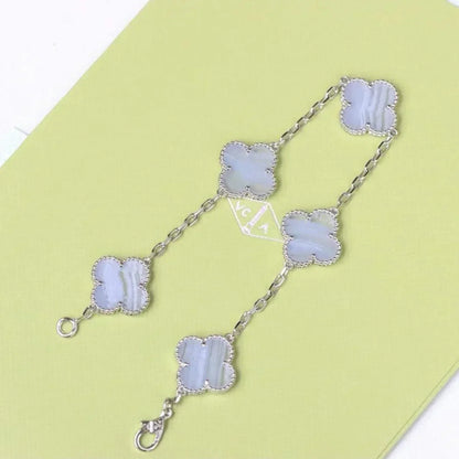 [⭐Glow Muse] CLOVER 5 MOTIF PURPLE CHALCEDONY BRACELET COLLECTION