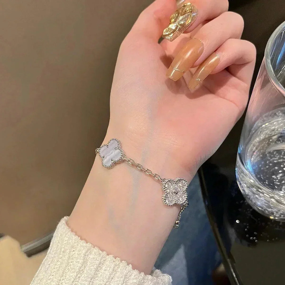 [⭐Glow Muse] CLOVER 5 MOTIF PURPLE CHALCEDONY BRACELET COLLECTION
