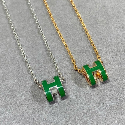[Glow Muse]POP H GREEN NECKLACE SILVER AND GOLD