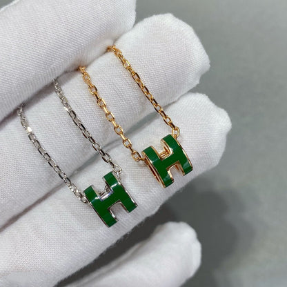 [Glow Muse]POP H GREEN NECKLACE SILVER AND GOLD