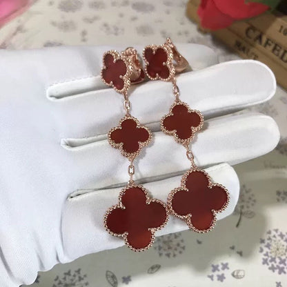 [Glow Muse]CLOVER 3 MOTIF CARNELIAN DROP EARRINGS