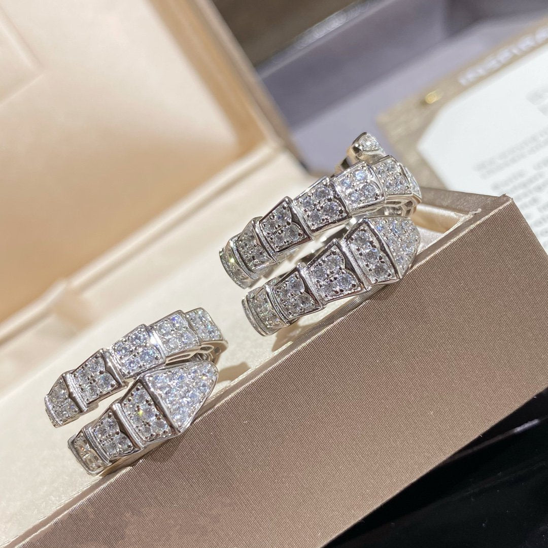 [Glow Muse]SERPENTI DOUBLE RING SILVER DIAMOND PAVED