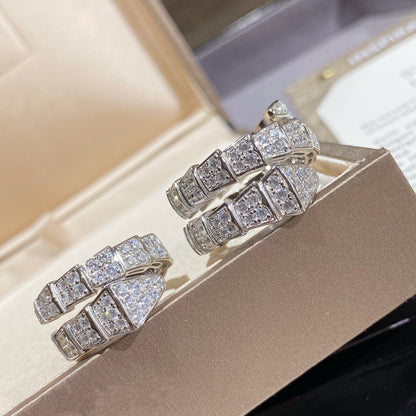 [Glow Muse]SERPENTI DOUBLE RING SILVER DIAMOND PAVED
