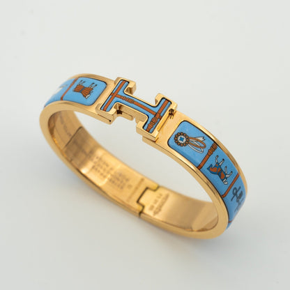 [Glow Muse]H PINK GOLD BRACELET BLUE CERAMIC