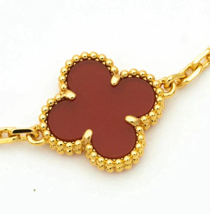 [⭐Glow Muse] CLOVER 5 MOTIF RED CORNELIAN BRACELET COLLECTION