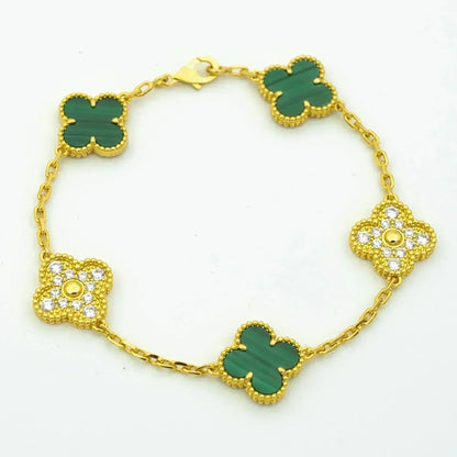 [⭐Glow Muse] CLOVER 5 MOTIF MALACHITE BRACELET COLLECTION