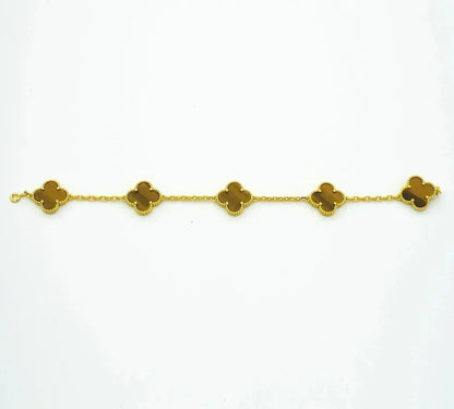 [⭐Glow Muse] CLOVER 5 MOTIFS TIGER EYE BRACELET COLLECTION