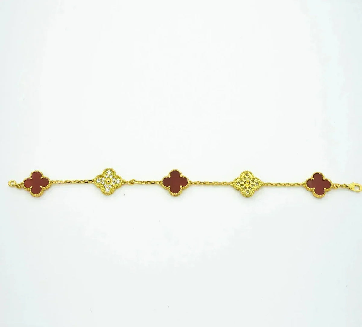 [⭐Glow Muse] CLOVER 5 MOTIF RED CORNELIAN BRACELET COLLECTION