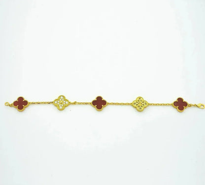 [⭐Glow Muse] CLOVER 5 MOTIF RED CORNELIAN BRACELET COLLECTION