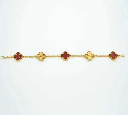 [⭐Glow Muse] CLOVER 5 MOTIF RED CORNELIAN BRACELET COLLECTION