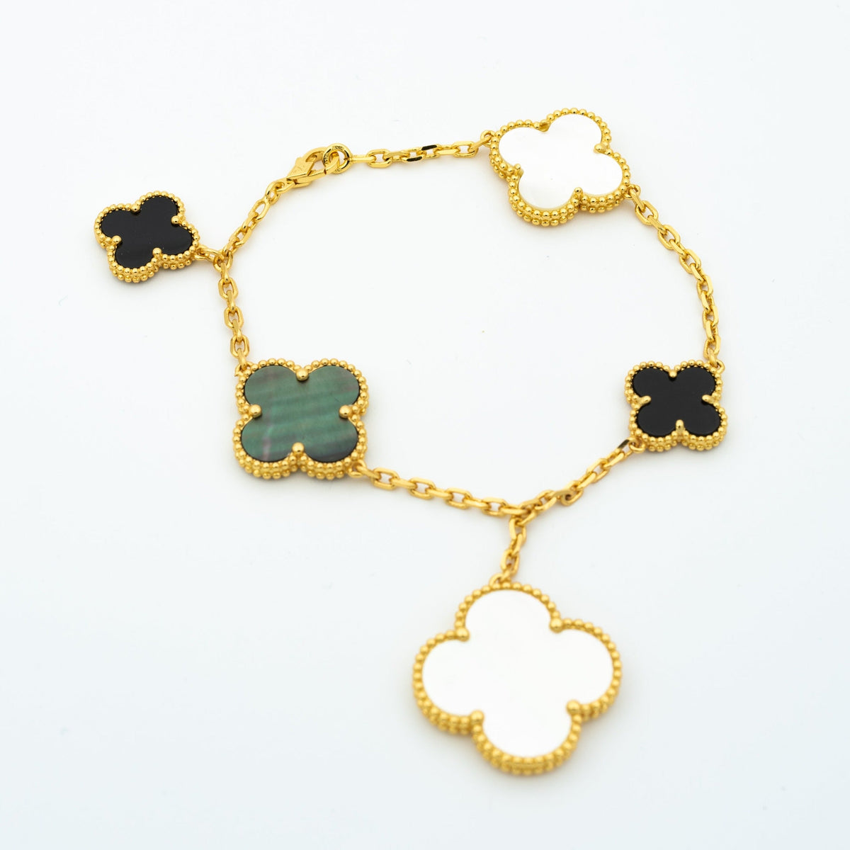 [Glow Muse]CLOVER BRACELET 5 MOTIFS ONYX MOP