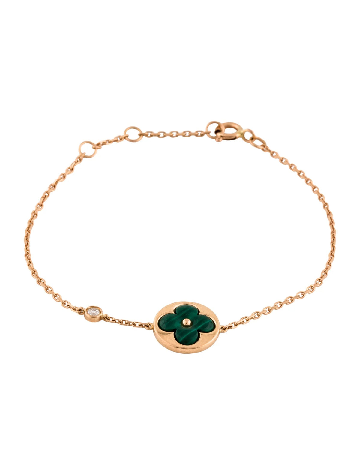 [Glow Muse]SUN MALACHITE 1 DIAMOND PINK GOLD BRACELET