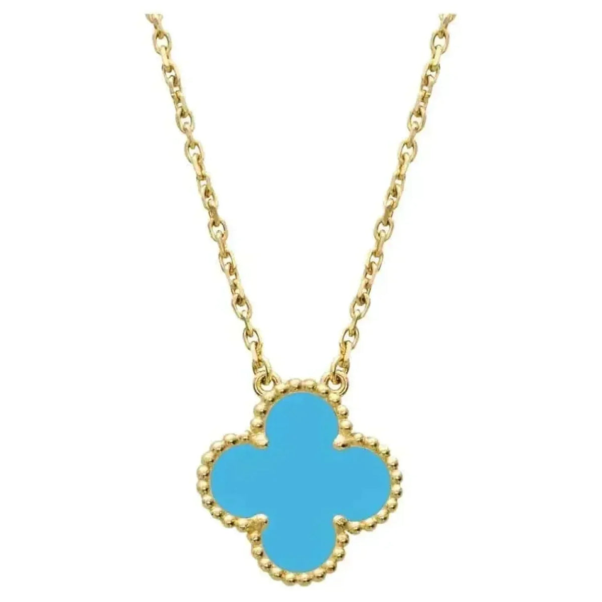 [Glow Muse]CLOVER 15MM VINTAGE TURQUOISE NECKLACE