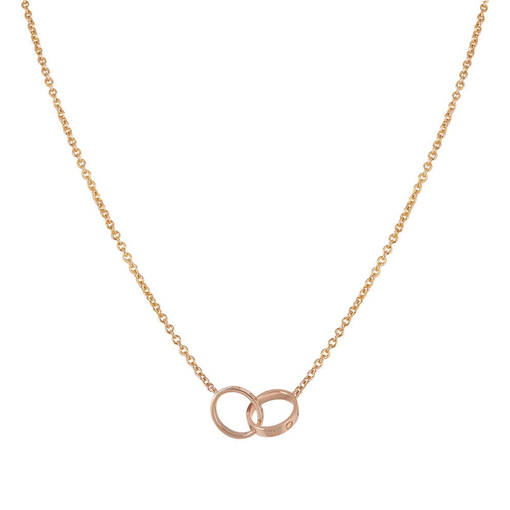[Glow Muse]LOVE NECKLACE DOUBLE RING PINK GOLD
