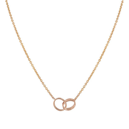[Glow Muse]LOVE NECKLACE DOUBLE RING PINK GOLD