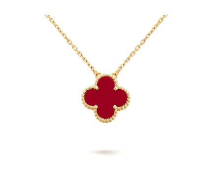 [Glow Muse]CLOVER 15MM CARNELIAN SINGLE FLOWER NECKLACE